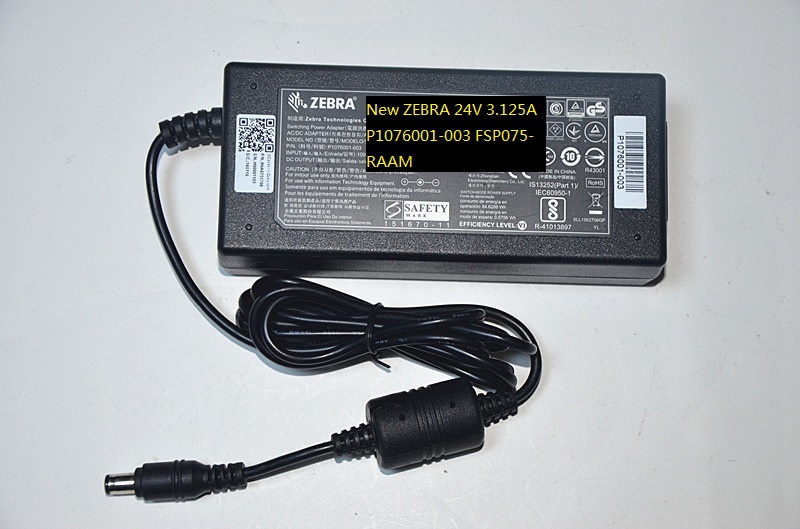 New ZEBRA 24V 3.125A P1076001-003 FSP075-RAAM AC/DC ADAPTER POWER SUPPLY